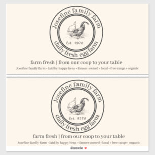 Sticker Oeufs frais de la ferme Poulet Coopérative Étiquet