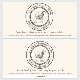 Sticker Oeufs frais de la ferme Poulet Coopérative Étiquet