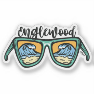 Sticker OEuvre d'art rétro de Englewood Beach des deux côt