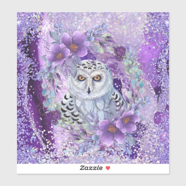 Sticker OEuvre de déesse de hibou neigeux par Renee (Feuille)