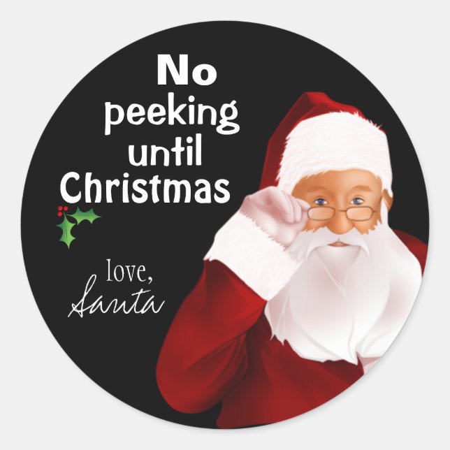 Sticker officiel père Noël "No Peeking" (Devant)