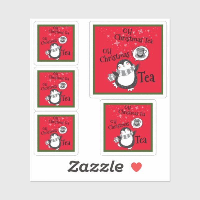 Sticker Oh Christmas Tea Penguin Lover - Boisson de thé (Feuille)