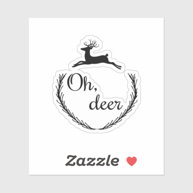Sticker Oh Deer Funny Style Design  (Feuille)