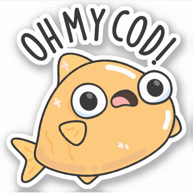 Sticker Oh My Cod Funny Fish Pun (Devant)
