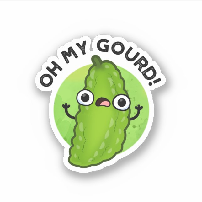 Sticker Oh My Gourd Funny Veggie Pun (Devant)