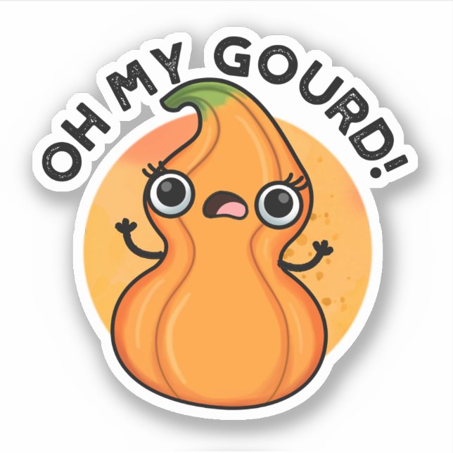 Sticker Oh My Gourd Funny Veggie Pun (Devant)