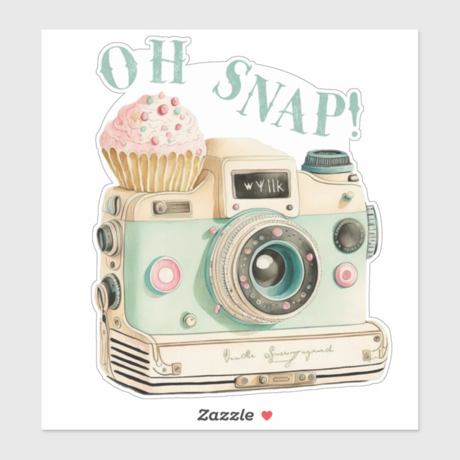 Sticker Oh Snap | Caméra Vintage Pastel (Feuille)