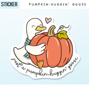 Sticker Oie de citrouille-Huggin avec Coeur d'automne et C
