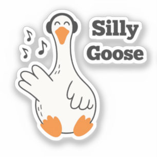 Sticker Oie Ridicule Avec Écouteurs – Oie Drôle Mignonne