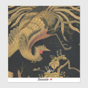 Sticker Oiseau de coq d'or Classique japonais Antique