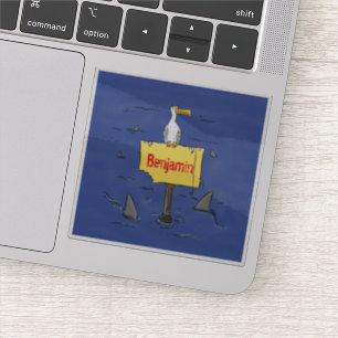 Sticker Oiseau de mer amusant entouré de dessins animés de