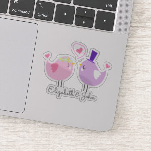 Sticker Oiseaux Adorables Amoureux - Personnalisé