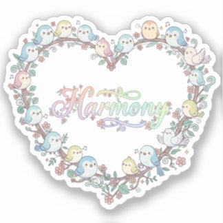 Sticker Oiseaux Chibi Mignons d'Harmonie