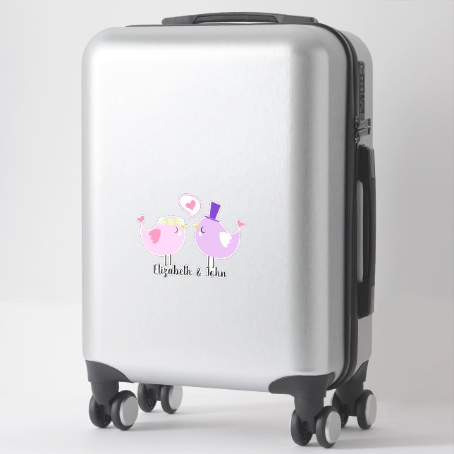 Sticker Oiseaux de caricature adorables en amour - Personn (Sur valise)