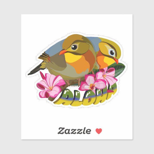 STICKER OISEAUX LEIOTHRIX À BILLE ROUGE—ALOHA (Feuille)