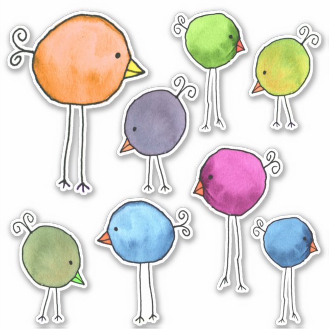 Sticker Oiseaux lunaires colorés (Devant)