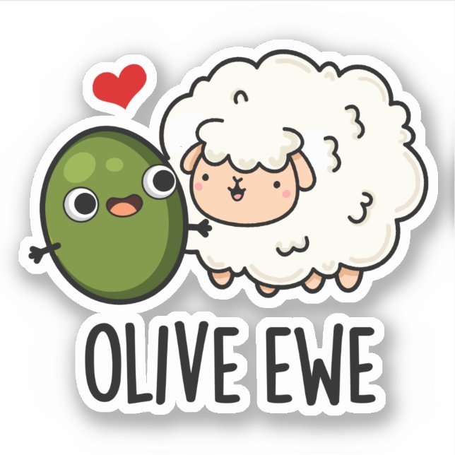 Sticker Olive Ewe drôle Amour Pun (Devant)