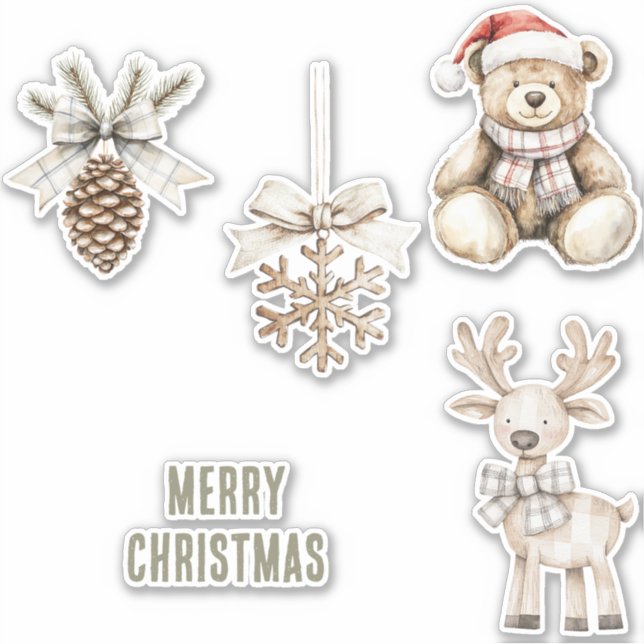 Sticker Olive Green Noël Arbres Gold Parties scintillant C (Devant)
