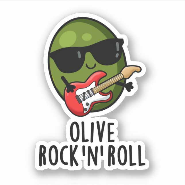 Sticker Olive Rock Et Roll Funky Rocker Olive Pun (Devant)