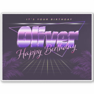 Sticker Oliver Name Prénom lila retro