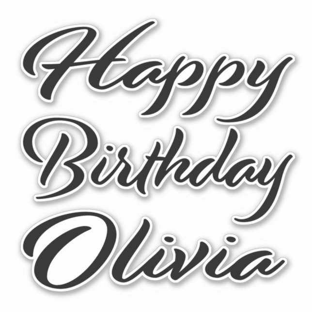 Sticker Olivia Nom Prénom Anniversaire de la Broderie noir (Devant)