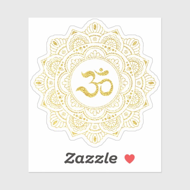 Sticker *~* Om Médaille d'or Mandala (Feuille)