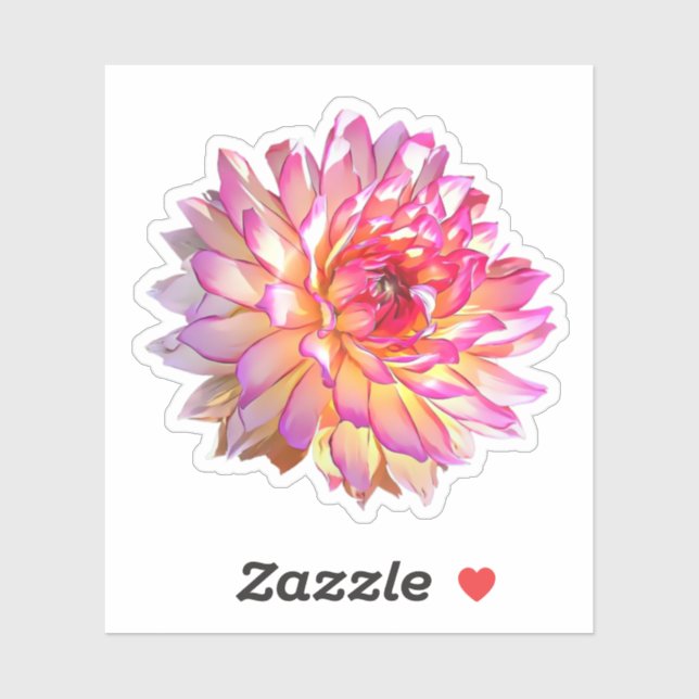 Sticker Ombre pâle Orange Rose Giant Dahlia Fleur (Feuille)