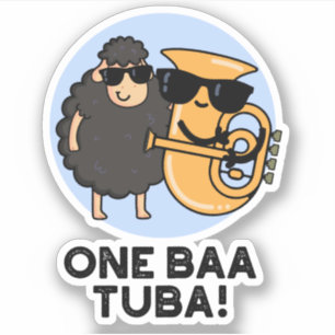 Sticker One Baa Tuba Funny Music Sheep Pun