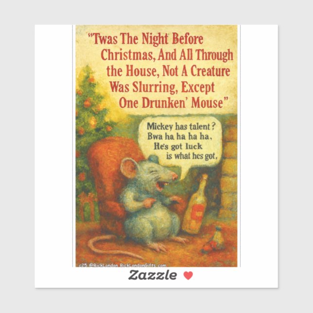 Sticker One Drunken' Mouse – Christmas Card Chaos (Feuille)