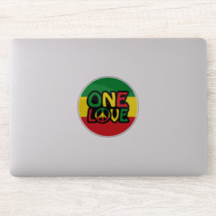 Sticker One Love, Reggae design avec des couleurs reggae