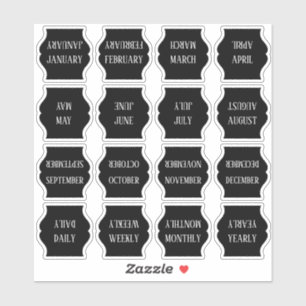 Sticker Onglet d'index mensuel Planificateur Bujo noir pli