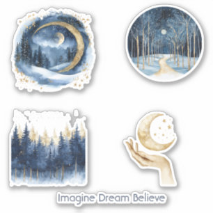 Sticker Or Bleu Arbres Imaginez Rêve Croyez