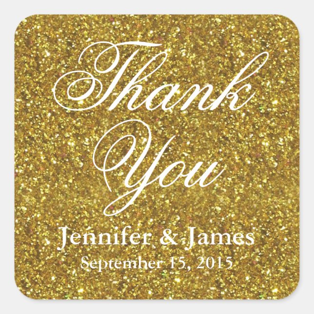 Sticker or mariage Parties scintillant Merci (Devant)