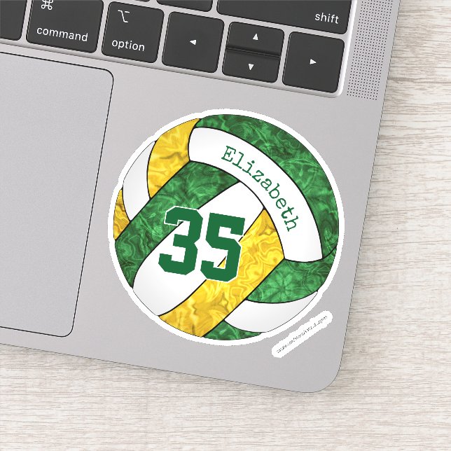 Sticker or vert filles volleyball w nom du joueur (Détail)