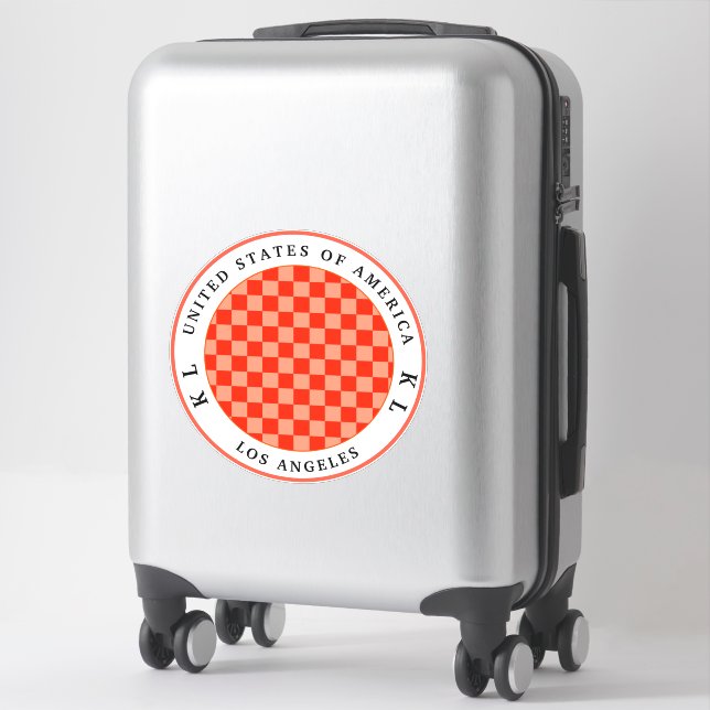 Sticker Orange Checkerboard pour Vacances (Sur valise)