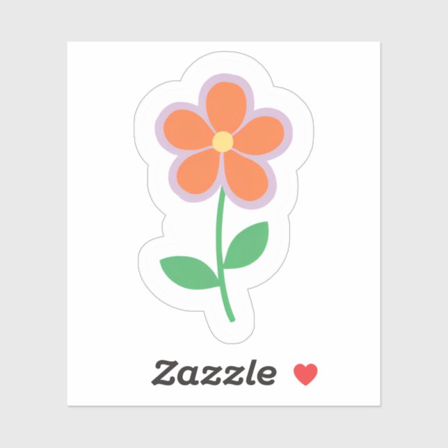 Sticker Orange Daisy | Jolie fleur dessinée (Feuille)