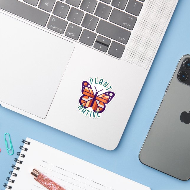 Sticker Orange Vector Monarch Butterfly Plante natif (Ordinateur portable avec iPhone)