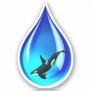 Sticker Orca Whale in Water Drop