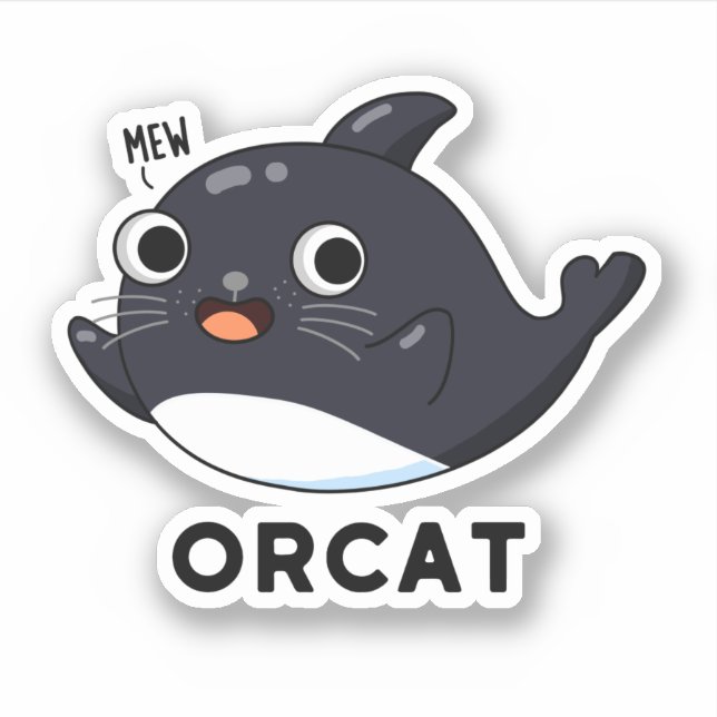 Sticker Orcat Drôle Chat Orca Pun (Devant)