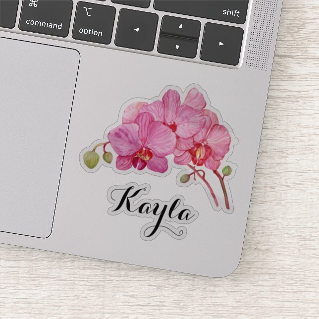 Sticker Orchidée rose fleurit Avec Votre Nom Vinyl (Détail)