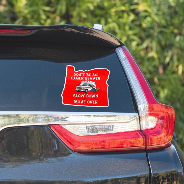Sticker Oregon Paramedic ne pas être un castor avide (Côté voiture)