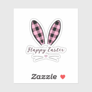 Sticker Oreilles de lapin à carreaux personnalisées Pâques