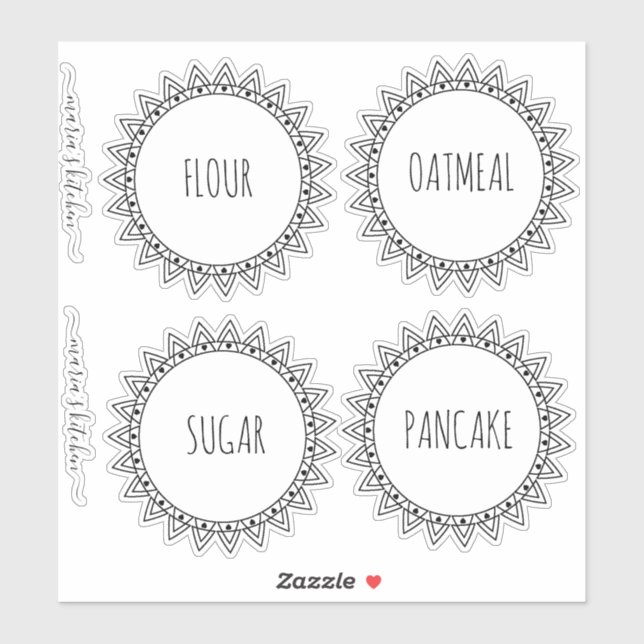 Sticker Organisation de la Pantry Propre Bordure Coeur Sti (Feuille)