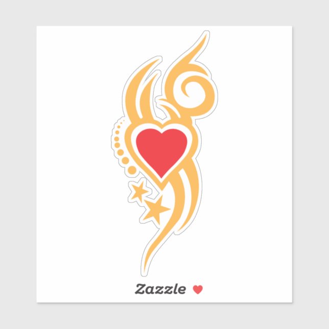 Sticker Ornamental Floral Heart Tattoo (Feuille)