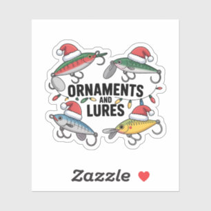 Sticker Ornements et leurres drôle de Noël Santa pêche