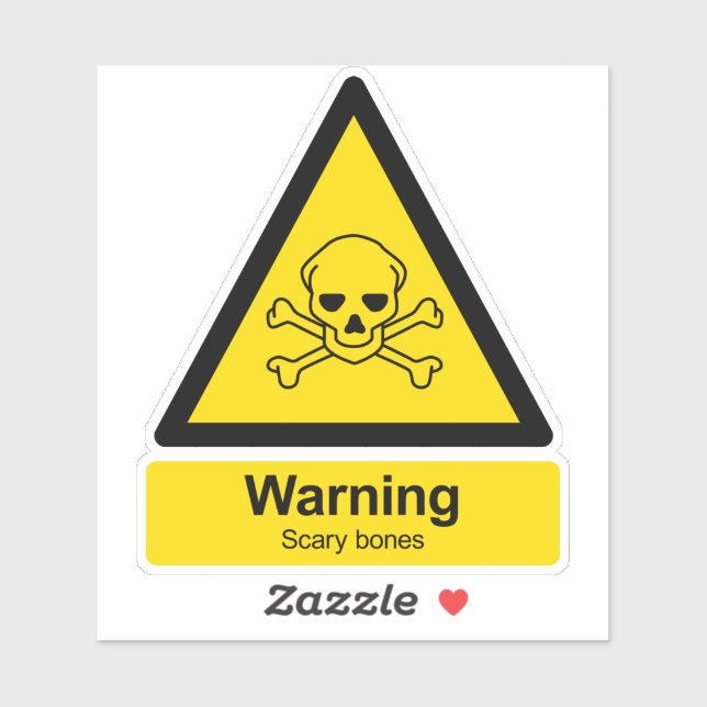 Sticker Os effrayant parodique signe d'avertissement toxiq (Feuille)