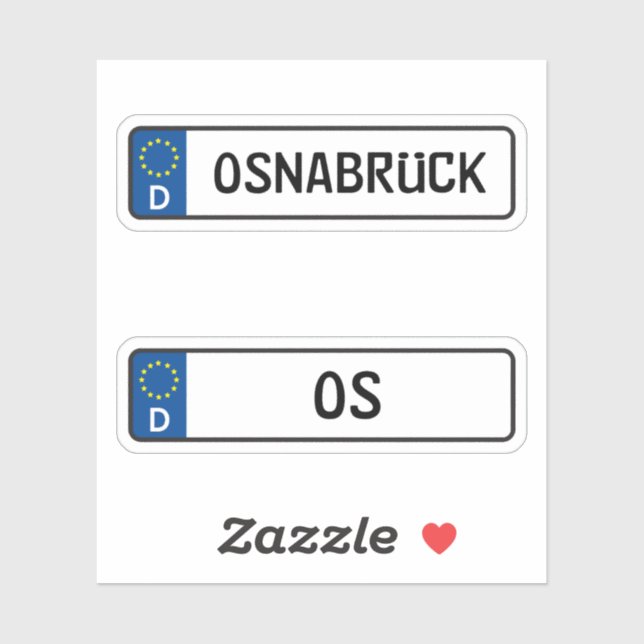 Sticker Osnabruck kennzeichen, Plaque allemande d'immatric (Feuille)