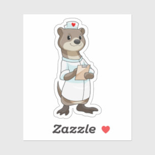 Sticker Otter comme infirmière avec coeur