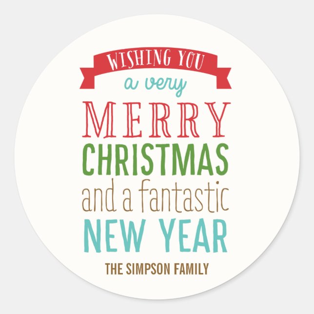 Sticker ou sceau d'enveloppe de Joyeux Message (Devant)
