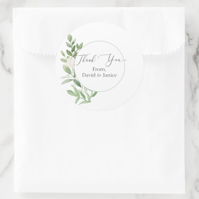 Sticker ou sceau en Merci rond fleuri (Sac)